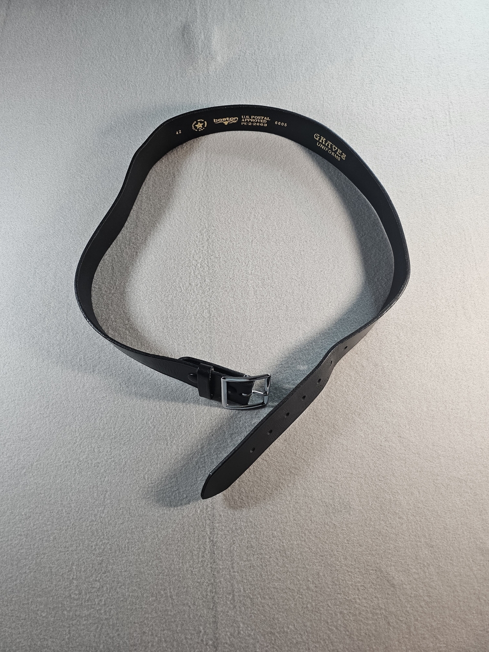 Graves Uniform Genuine Leather Black Men's Belt with Silver Buckle Size 42